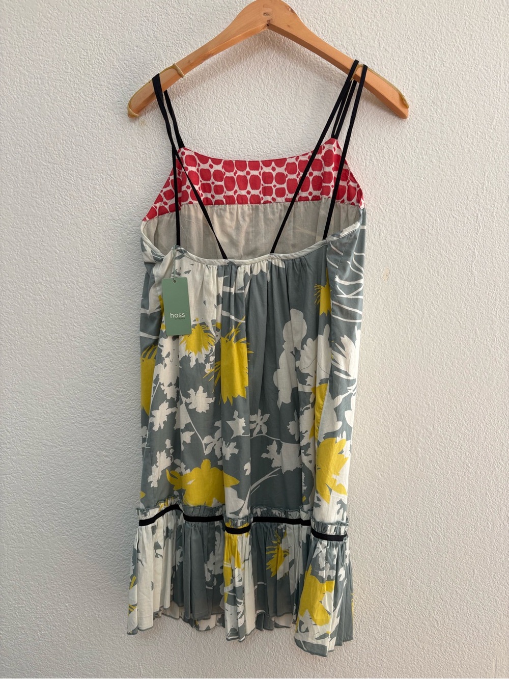 Women’s Floral Print Spaghetti Strap Dress in Gray, Yellow & Red - Picture 2 of 4
